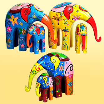 Painted Elephants Jumbo and her Baby