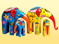 Painted Elephants Jumbo and her Baby